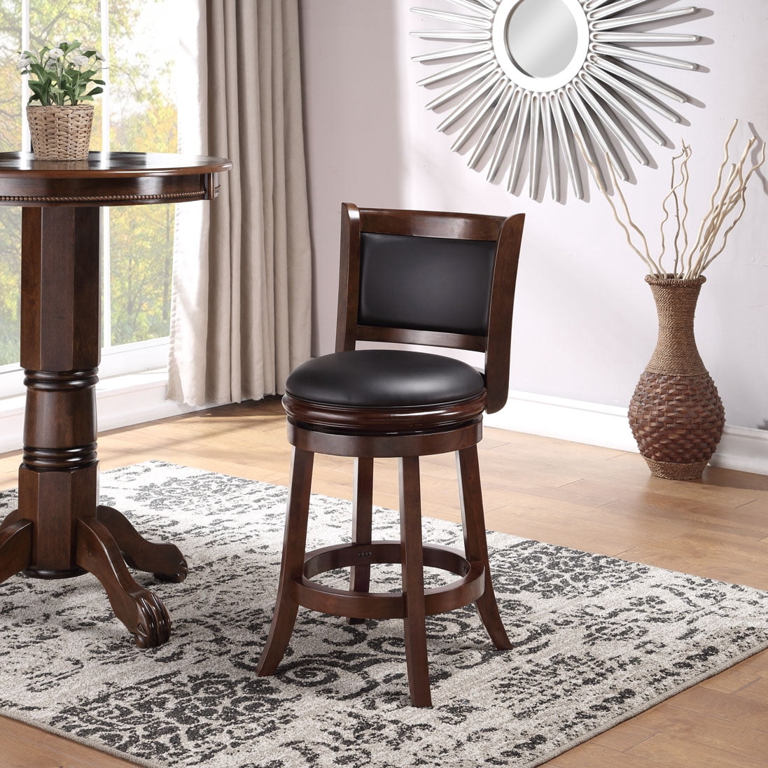 Boraam Augusta Swivel Wood Counter Stool, Cappuccino Finish