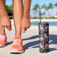 thumbnail image 2 of 20oz Pioneer Flower Floral Print Pattern Skinny Tumblers Stainless Steel Tumbler with Lid and Straw,Vacuum Insulated Double Wall Travel Tumbler Cups with Cleaning Brush for Coffee,Tea, 2 of 6