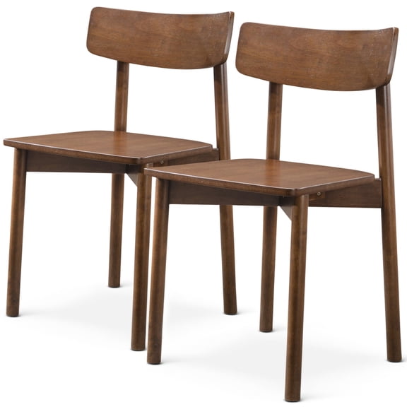 Walnut Dining Chair Pair - Solid Wood, Rich Brown Tone, Mid-century Modern Style For Area 2 Warm Blend Mix, Room
