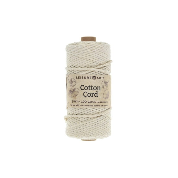 Essentials By Leisure Arts Macrame Cotton Cord 3Mm 100Yd Natural, Macrame Cord, Supplies, Cotton Rope, Cord 3Mm, Yarn, Cord, Craft