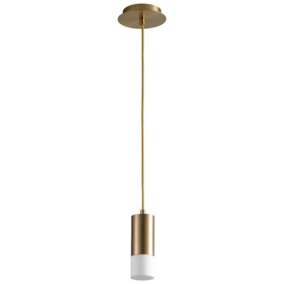 9.75 Inch 5.1W 120V 1 Led Pendant-Aged Brass Finish-Matte White Glass Color Oxygen Lighting 3-607-40
