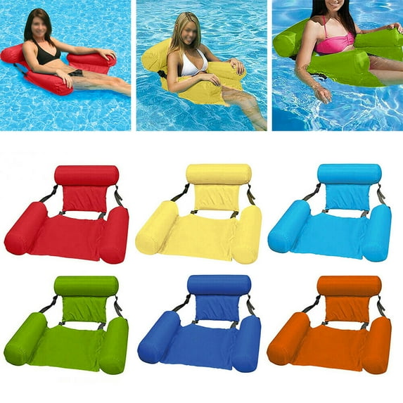 Pool Float Hammock Chairs Pure Pattern Water Floating Chair Inflatable Pool Lounge Chair for Pool Party Summer Water Fun