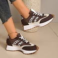 thumbnail image 3 of Women's Platform Slip On Sneakers Lace Up Retro Tennis Walking Shoes Casual Non Slip Trainers Skate Shoe Brown Size 9, 3 of 8