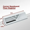 thumbnail image 2 of Fits 24" [External Length] Baseboard Space | Corner Baseboard Register by Handua | Round Type Air Flow Design | Register Vent Cover Grill | Adjustable Lever for Air Flow Control | White, 2 of 7