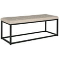 thumbnail image 4 of SAFAVIEH Reynolds Contemporary Modern Glam Tufted Bench, Beige/Black, 4 of 7
