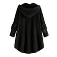 thumbnail image 3 of Women's Sherpa Hooded Jacket Winter Button Down Fleece Oversized Long Coat Soft Long Sleeve Fuzzy Hoodie Jackets Tops with Pocket, 3 of 4
