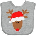 thumbnail image 3 of Inktastic Christmas Cute Reindeer in Santa Hat Boys or Girls Baby Bib, 3 of 4