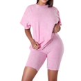 thumbnail image 1 of Ketyyh-chn99 Ensembles pour Femmes 2 Pcs Shorts de Course Femmes Ensembles Courts pour l'Été Décontractés T-Shirts à Manches Courtes à Motif Floral Shorts Rouge,G, 1 of 5