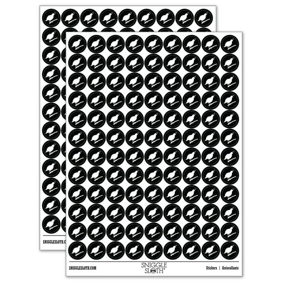 Quail Bird Solid 200 Round Stickers - Black - Gloss Finish - 0.50" Size