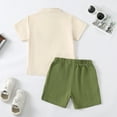 thumbnail image 3 of KIMI BEAR Toddler Boys Outfits 3T Infant Boy Spring Summer Outfits Infant Boy Plain Stylish Pure Color Stand Collar Short Sleeve Tee + Shorts 2PCS Set Green, 3 of 8