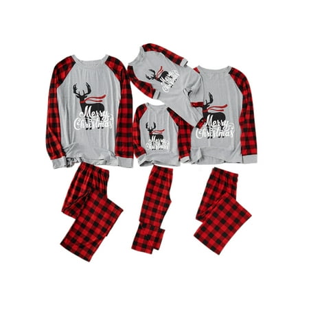 

Sunisery Christmas Pajamas Set Family Matching Outfits Adult Kids Baby Sleepwear Nightwear Plaid Elk print New Year Christmas Pajamas