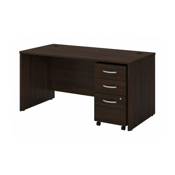 Studio C 60W x 30D Office Desk with Drawers in Black Walnut - Engineered Wood