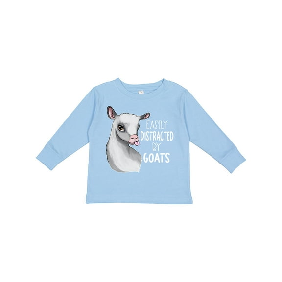 Inktastic Easily Distracted by Goats Cute Goat Boys or Girls Long Sleeve Toddler T-Shirt