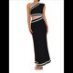 thumbnail image 2 of Vestido Informal Ajustado con Encaje y Hombros Oblicuos para Mujer, Sin Mangas y para Vacaciones. Bordes en y Negro M, 2 of 10