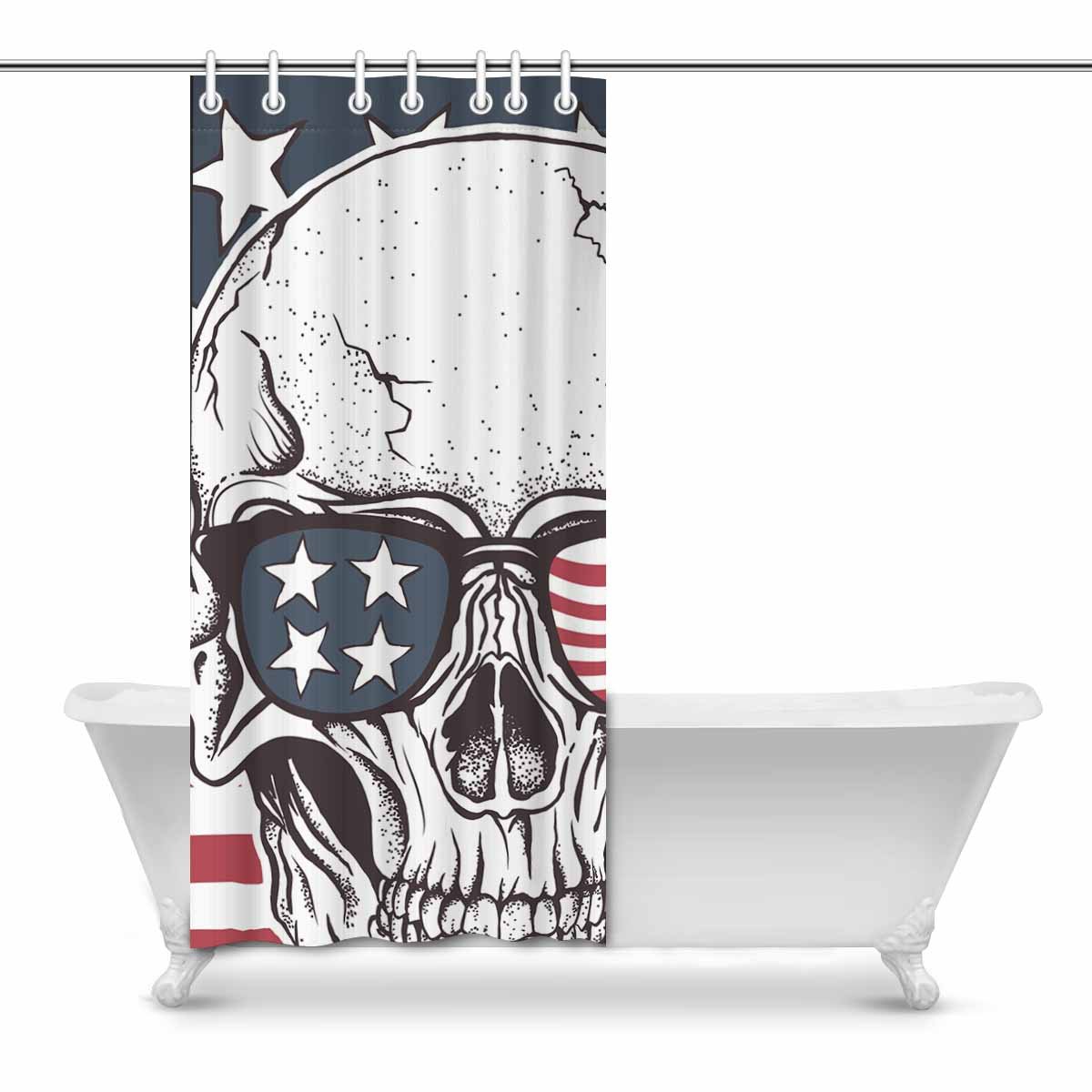 Pop Cool Sugar Skull In Sunglasses On American Flag Bathroom Decor Shower Curtain Set 36x72 Inch Walmart Canada