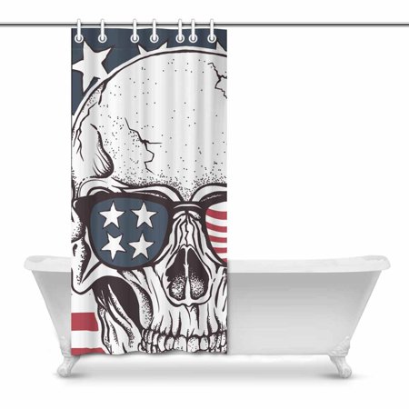 Pop Cool Sugar Skull In Sunglasses On American Flag Bathroom Decor