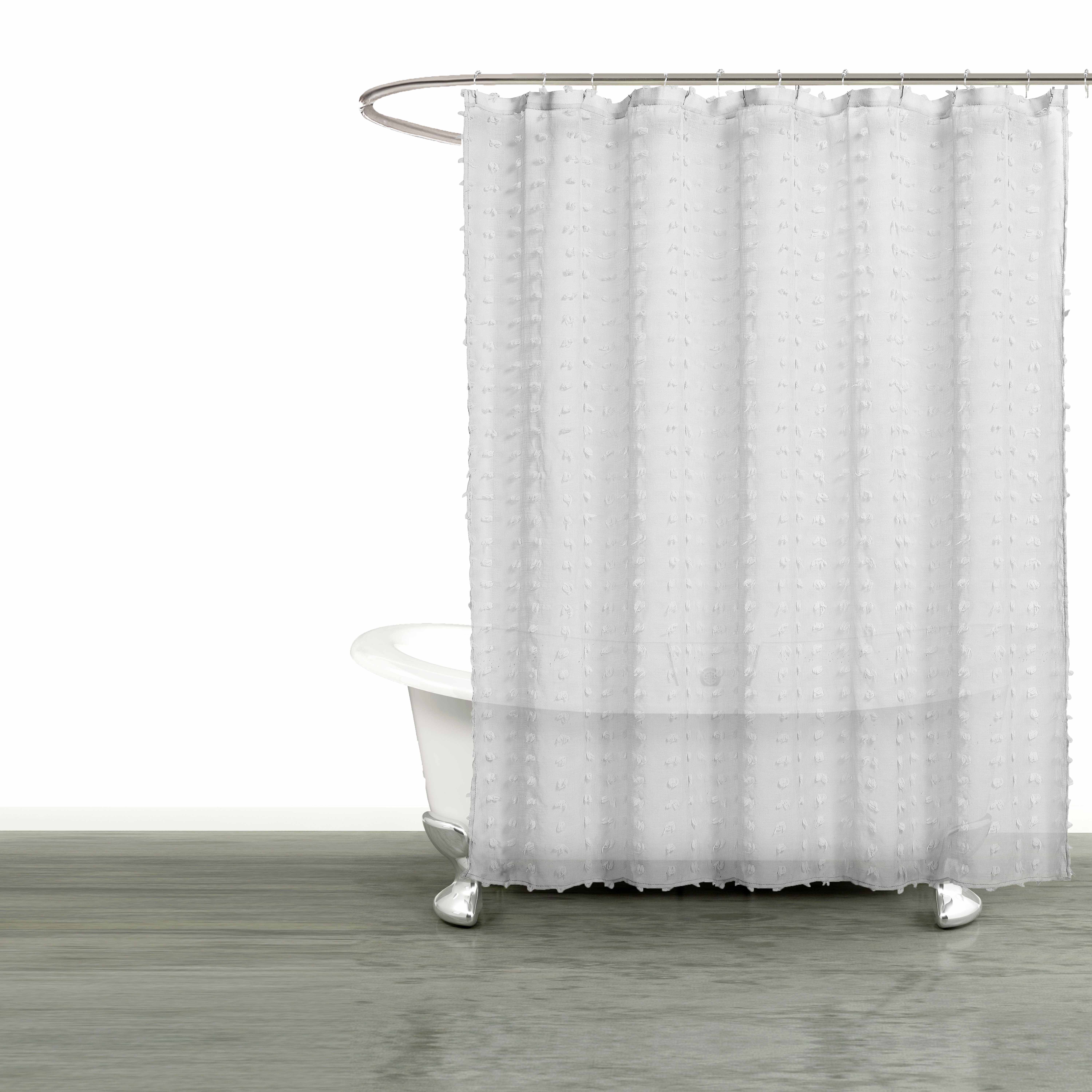 Bathroom And More Collection Sheer Silver Light Gray Fabric Shower