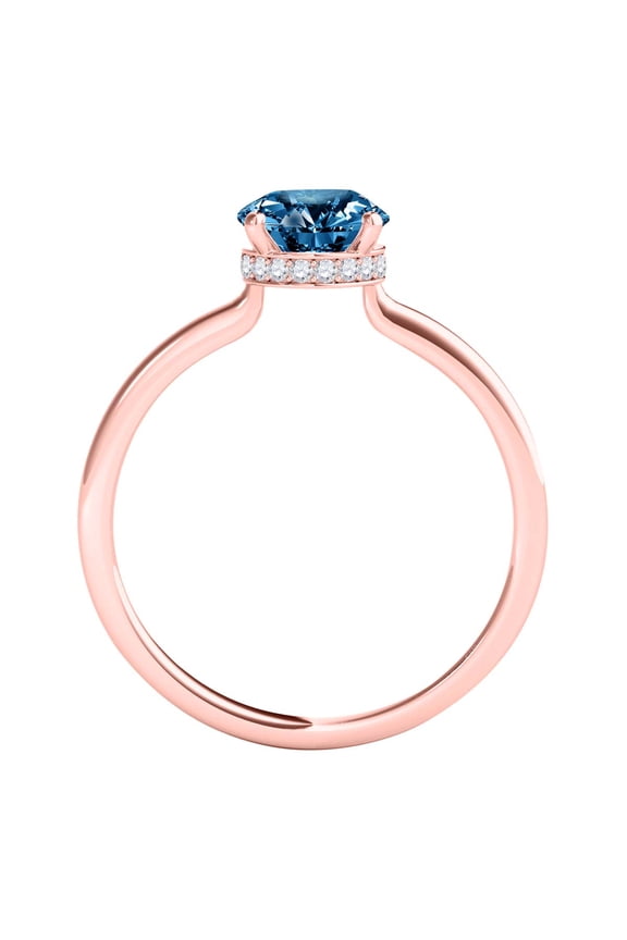 Diamond Halo Engagement Rings For Women 1.05 Carat Natural Blue & White Diamond Wedding Anniversary Solitaire Ring For Women In 18K White Rose Yellow Gold