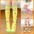 thumbnail image 4 of 6 Pairs Girls Knee High Socks - Colorful Cartoon Design Soft Cotton Knee Socks Mid-Calf Boot Socks for 3-12 Years Girls, 4 of 7
