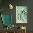 thumbnail image 2 of Cartoon Wall Art with Frame, Plane Hot Air Balloon Helicopter Flying Rainbow Sunny Sky Happy Illustration, Printed Fabric Poster for Bathroom Living Room, 23" x 35", Multicolor, by Ambesonne, 2 of 2