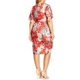 thumbnail image 2 of City Chic Womens Plus Knot Front Printed Sheath Dress Orange 24, 2 of 2