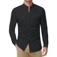 thumbnail image 2 of Youclos Mens Band Collar Stretch Dress Shirts Long Sleeve Button Down Shirts with Pockets, 2 of 6