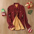 thumbnail image 2 of ZsaeSM Fleece Lined Plaid Shirts for Women Button Down Lapel Jacket with Chest Pockets Fall winter Warm Fashion Shirt Wine 2XL, 2 of 3