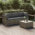 thumbnail image 1 of vidaXL 4 Piece Garden Lounge Set with Cushions Grey Poly Rattan, 1 of 5
