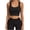 Black Summer Tank Tops for Women, variant on Padded Tank Tops for Women Sleeveless Ribbed Knit Shirt Standard Wide Straps Push Up Yoga Bras Cropped Camisole Top