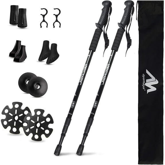 YMWVH 2-Pack Ultralight Trekking Poles with Anti-Shock & Quick Lock, Telescopic Collapsible for Hiking Camping