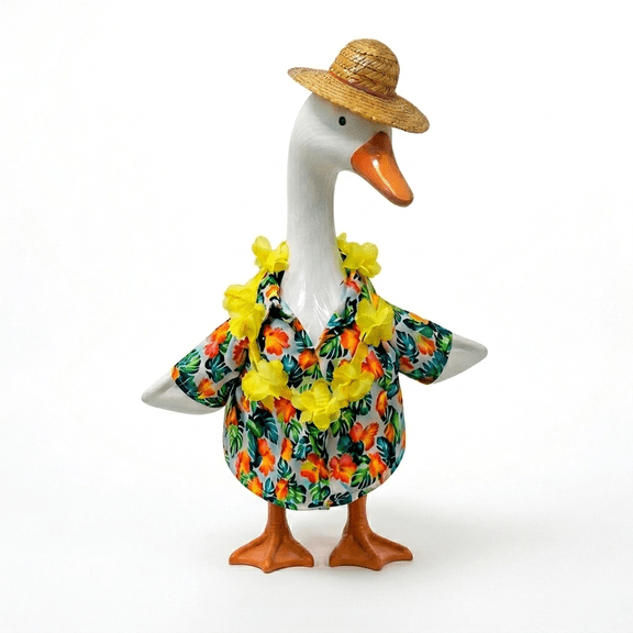 3Pcs Garden Goose Clothing Set, Summer Hawaiian Outfit for 23-inch Porch Goose Decoration, Outdoor Porch Decor