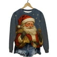 thumbnail image 4 of Uootdi Gift Christmas Sweatshirts for Women Cute christmas tree Santa Claus Printed Crewneck Long Sleeve Sweatshirt Winter Casual Xmas Pullover Tops, 4 of 7