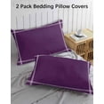 thumbnail image 3 of Pure Dark Purple Pillow Covers Standard Size 2 Pack, Simple Solid Color Soft Bed Throw Pillowcases Breathable Cooling Long Lumbar Body Pillow Sham Cover for Bed Sofa 20''x26'', 3 of 7