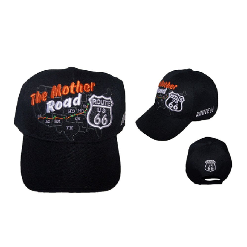 Get Your Kicks On US Route 66 Black Shadow Embroidered Baseball Cap Hat RAM 