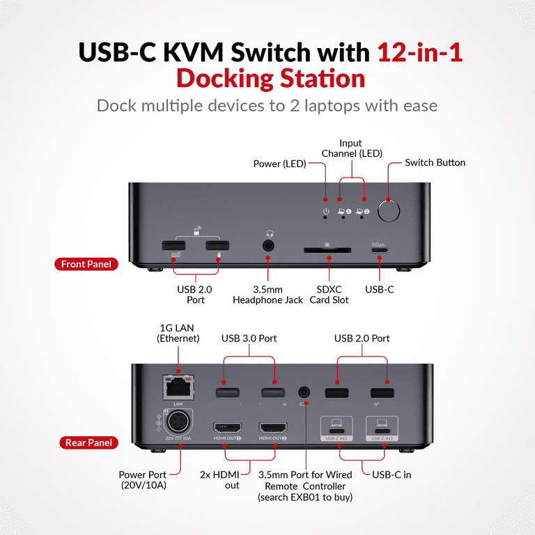 v AV Access USB C KVM Switch Docking Station C20 with EDID