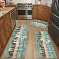 thumbnail image 4 of MeyJey Farmhouse Kitchen Rug Set of 3 - Non Slip, Machine Washable Low Pile Floor Mats, Water Repellent Rugs for Kitchen, Dining & Laundry Room, Teal/Brown, 4 of 14
