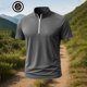 thumbnail image 5 of pstuiky Camisas de vestir de manga corta para hombre, Camiseta deportiva de verano para hombre, de color liso, ajustada, con cremallera, de manga corta y cuello alto ropa de hombre l, 5 of 5
