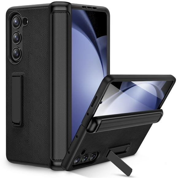 Funda de teléfono Ruky para Samsung Galaxy Z Fold 5 con soporte negro