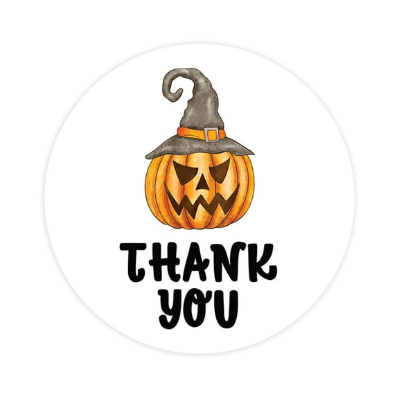 Koyal Wholesale Halloween Thank You Stickers 2 Inch Round 120 Bulk Pumpkin With Witch Hat Labels For Halloween