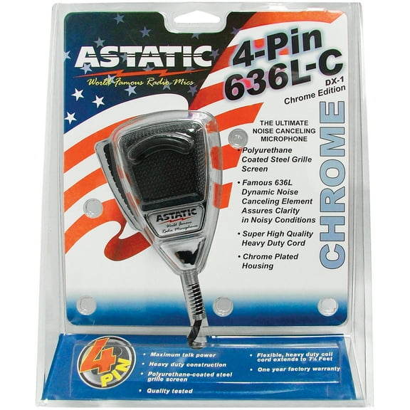 Astatic Noise Cancelling 4-Pin CB Mic Chrome