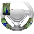 thumbnail image 1 of EREHome Peacock Feathers Steering Wheel Cover Hook and Loop Covers For Car Size 10x16cm 2 PCS, 1 of 2