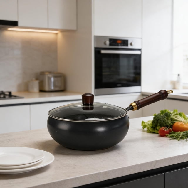 Klonfd Uncoated Thick With Lid High Traditional Cooking Wok And Frying Pan For Even Heat Distribution