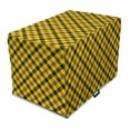 thumbnail image 1 of Yellow Brown Dog Crate Cover, Continuous Classic Striped Style Diagonal Square Check, Easy to Use Pet Kennel Cover Small Dogs Puppies Kittens, 7 Sizes, Mustard Umber, by Ambesonne, 1 of 6