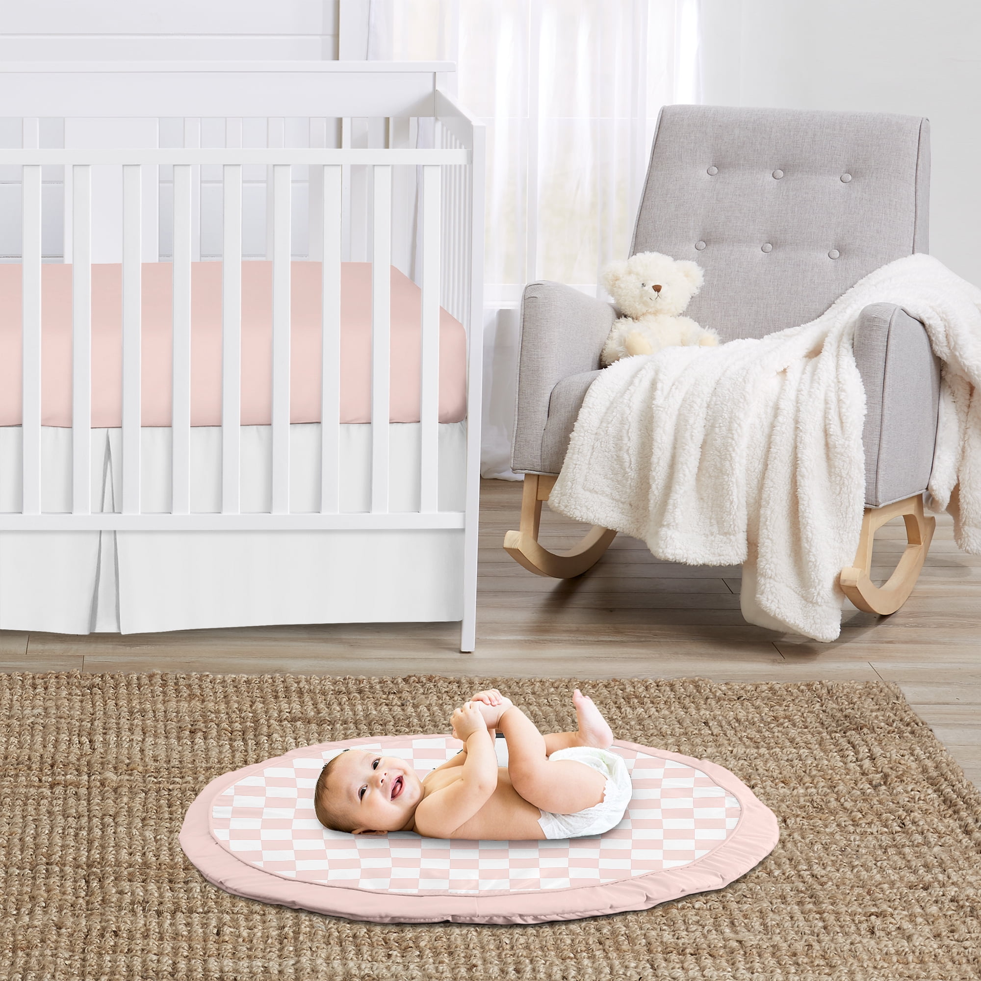 Sweet Jojo Designs Pink Gingham Checkered Plaid Girl Baby Tummy Time Play Mat