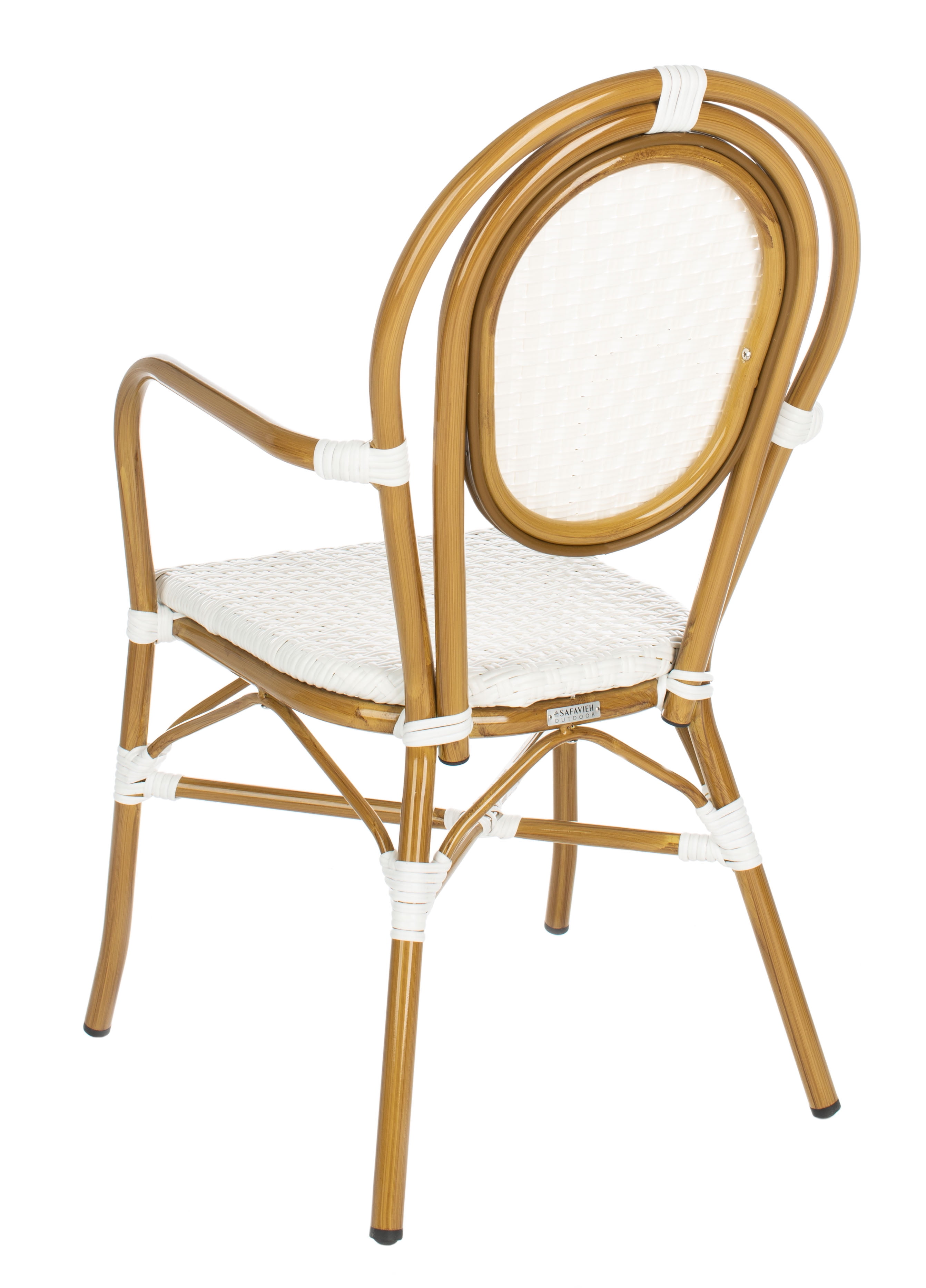 SAFAVIEH Rosen Outdoor Patio Stacking Arm Chair, White, Set of 2