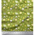 thumbnail image 1 of Soimoi Green Japan Crepe Satin Fabric Tea Bag,Star Anise & Lemon Slice Vegetable Print Fabric by the Yard 42 Inch Wide, 1 of 1