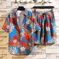 thumbnail image 2 of Edvintorg Summer Men Hawaiian Sets Printing Short Sleeve Button Shirt Beach Shorts Two Set Streetwear Casual Holiday Men's 2 Piece Suit, 2 of 3