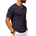 thumbnail image 5 of TEAJOPSUU Men's Henley T-Shirt Slim Fit Casual Elasticity Short Sleeve with Buttoned Neck for Gym & Workout Navy, 5 of 8