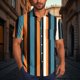 thumbnail image 1 of Blusa y camisa de manga corta con cuello vuelto para hombre, blusa informal de moda con cuello vuelto y estampado de rayas, blusa de manga corta con botones, blusa de poliéster para hombre, 1 of 6