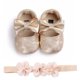 thumbnail image 1 of Walkers Zapatos Con Lazo De Princesa Para Bebés Niñas Con Diadema Conjunto De Primeros Caminantes Recién Nacido Prewalker Suave Antideslizante Suela Zapato 0-18 Meses, 1 of 4